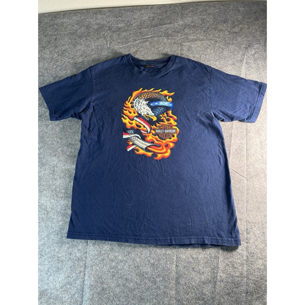 Harley Davidson Shumate Kennewick Motorcycle Navy Woodland Texas Tshirt Size M